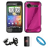 Pink Metallic Cosmo Wave Design Protective Snap-On Case Cover for HTC Droid ....