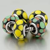Pugster 5 Black Yellow Dots Pandora Beads Bracelets
