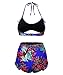 Hilor Women's Floral Halter Bikini Top with High-Waisted Bikini Bottom Ruffle Two Piece Swimsuit Bikini Set