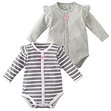 (ニッセン) nissen 女児長袖ボディスーツ２枚組（総柄＋無地） グレー系＋グレー 身長70cm