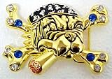 Pirate Dog Gold Tone Rhinestone Belt Buckle POTC