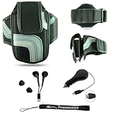 Black Adjustable Deluxe Sportband / Workout Armband with Adaptable Neck Str ....