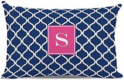 Boatman Geller Ann Tile Lumbar Pillow with Single Initial, Z, Multicolored