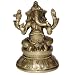 Ganesha Statues Sitting Posture Brass Figurine 2.25 x 2 x 3.5 inches