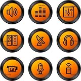‘Media Icons, Orange Circle Series’ Wall Decal – 24″W x 24″H Removable Graphic