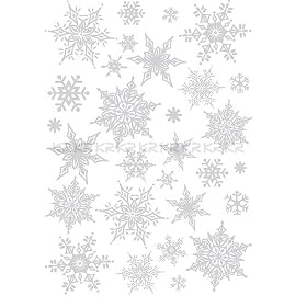 Christmas Holiday Time Reusable Wall Decoration Stickers - Ornate Glittery Silver SnowflakesChristmas Holiday Time Reusable Wall Decoration Stickers - 13 Variations