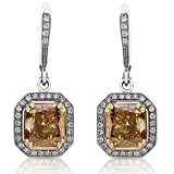 One of a Kind GIA Certified Natural Fancy Deep Brown-Orange-Yellow Radiant Cut 4.00ctw Earrings in 18k White & Yellow Gold
