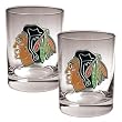 Chicago Blackhawks 2pc Rocks Glass Set - Primary Logo NHL Hockey