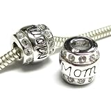 Queenberry (Free S/H) Mother's Day Gift Sterling Silver Mom Mother Cz Crystal Bead For Pandora Troll Chamilia Biagi European Story Charm Bracelets