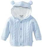 Hartstrings Baby-Boys Newborn Hooded Cotton Sweater Cardigan Jacket With Ears, Light Blue, 0-3 Months