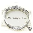 Inspirational Live Love Laugh Silvertone Elastic Bangle Bracelet