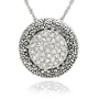 Sterling Silver Marcasite Crystal Button Pendant, 18"