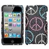APPLE IPOD TOUCH 4 4G DIAMOND COLORFUL PEACE SIGNS FRONT AND BACK CASE COVER PROTECTOR