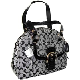 Coach Soho Signature Domed Satchel Tote Handbag Black 13119