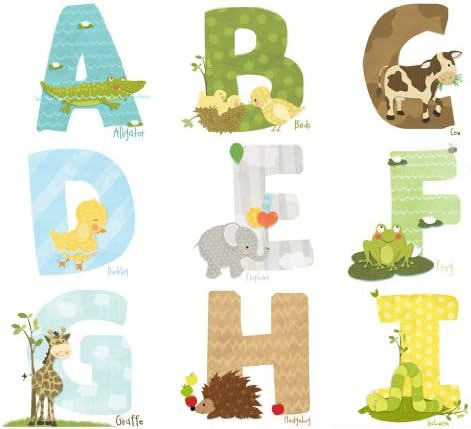 Kathleen Renee - Original Art Cute Animal Wall Decal Stickers Alphabet for Children (Large (Letters 8.5 X 11 inches), Animal Alphabet)