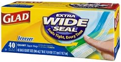 Glad Freezer Zipper Quart Bags, 40-Count Packages (Pack of 9)