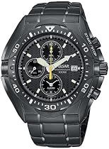 Pulsar Men's Tech Gear Alarm Chronograph Black Ion Watch #PF3663