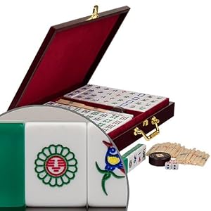 Chinese Mahjong Set Translucent Emerald Tiles