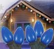 Set of 25 Opaque Blue C9 Christmas Lights - Green Wire