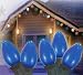 Set of 25 Ceramic Blue C9 Christmas Lights - Green Wire
