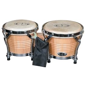 GP Percussion B2 Pro-Series Tunable Bongos 6 & 7 Inch (Clear Finish, Hickory)