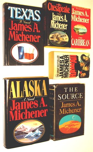 6 Novels by James Michener: The Source, Texas, Alaska, Chesapeake, Hawaii, Caribbean