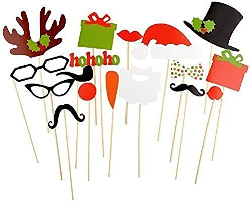 Funny Party DIY Photo Booth Props with Mustache Glasses Snowflake hats for Wedding Birthday Christmas Party Family(31pcs)