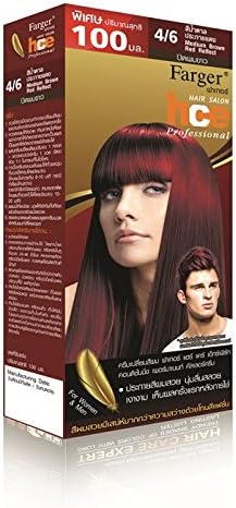Farger 4/6 Medium Brown Red Reflect Permanent Hair Color Cream Dye 100ml Punk Goth w/ Jojobaoil / Keratin / Collagen [Get Free Tomato Facial Mask + Free Gift Arche Pure Pearl Cream Acne Freckles & Dark Spots 3g.(can Be Used As Foundation Cream, Before Make up Your Face Revent Acne, Freckles, Melasma and Dark Spots From Recurring.)]