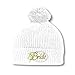 Bride Embroidery Embroidered Pom Pom Beanie Skully Hat Cap White