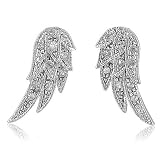 Silver Tone Angel Wings Stud Post Earrings – Ideal Gift For Mother, For Her, Birthday, Anniversary, Bridal, Wedding, Engagement Reviews