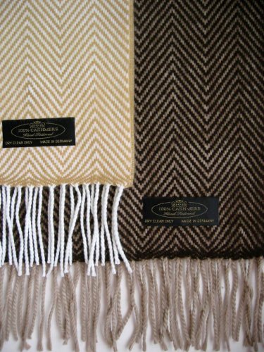 100% Cashmere Wool Velvety Feel ZigZag Design Scarf / Muffler