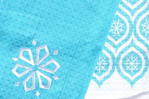 Holiday Christmas Waffle Weave Hand Towels Ornaments and Snowflakes - 2 Count