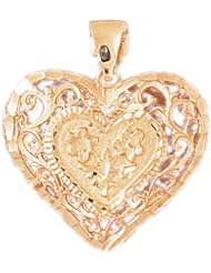 Dazzlers Solid 14k Gold 3D Filigree Heart Charm Pendant Available in three colors from jewelsberry (weights: 7.4 grams only)