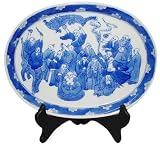 Oval Blue and White Chinese Porcelain Tray / Plate - Hand Painted