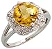 14 Karat Weissgold Steinen Ring, mit 0.04 Karat Brilliantschliff Diamanten & 2.63 Karat 7.5mm Kissenschliff Citrin Stein, (12mm) breit