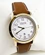 Coach Large Round Bleecker Gold Watch Brown Leather Strap