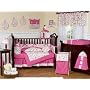Pink and Green Circles Modern Baby Bedding - 9 pc Crib Set