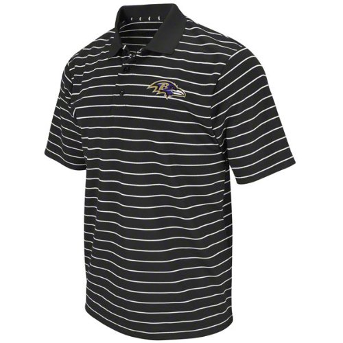 Baltimore Ravens FanFare III Black Clima Cool Striped Polo Shirt