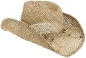 Fair Weather Women's Straw Cowboy Hat With Band And Wood Beads