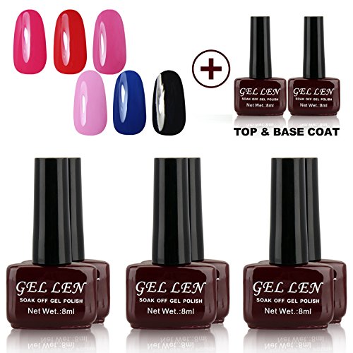 Gellen Gel Nail Polish Uv Led Gel Polish Mixed Colors Top + Base Coats Sets 8Pcs Brown Bottle 8PCS Group 1 Gellen Gel Nail Polish Uv Led Gel Polish Mixed Colors Top + Base Coats Sets 8Pcs Brown Bottle 8PCS Group 1