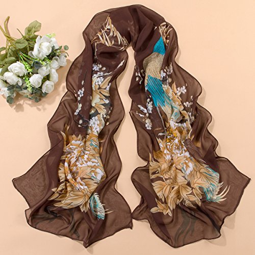 XCC Cool ice towel chiffon peacock Peony refreshing ice towel scarf silk shawl summer sun shade