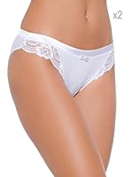 Selene Pack x 2 Braguitas Marina Encaje y Raso (Blanco)