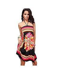 Plus Size Floral Print Summer Knee Length Polyester/Spandex  Dress