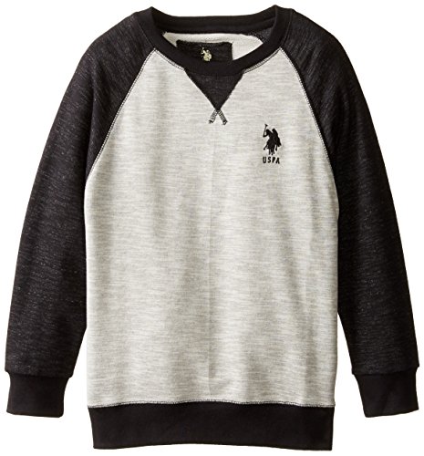U.S. Polo Assn. Big Boys' French Terry Pullover, Charcoal, 10/12