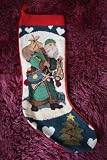 Gorgeous Handmade Christmas Wool Needlepoint Stocking?Santa Claus&Tree