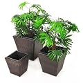 Blumenk�bel Pflanzk�bel Pflanzgef��e �bert�pfe Blument�pfe aus Polyrattan "Classic" braun bicolor 45/40/30