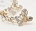 Lookatool Retro Crystal Butterfly Flower Stud Earring Wrap Clip On Ear Clamp GD