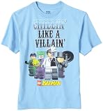 Batman Boys 8-20 Chillin Villian Short Sleeve Tee,Sky Blue,S (7/8)