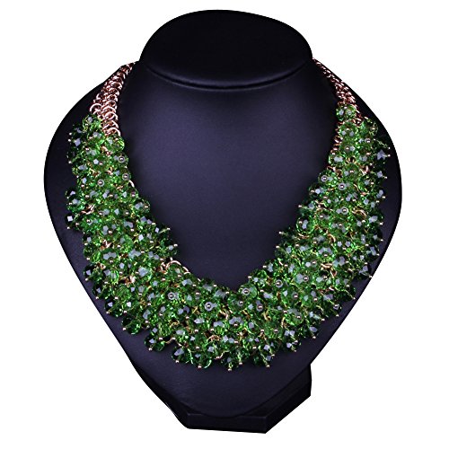 Hamer Women s Green Bib Choker Statement Necklace Gold Plated Chain Pendant Jewelry for Women Party Use
