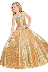 Girls Spaghetti Strap  Lace Crystal Sequined Crystals  Ball Gown Pageant Dress/Party Dress 